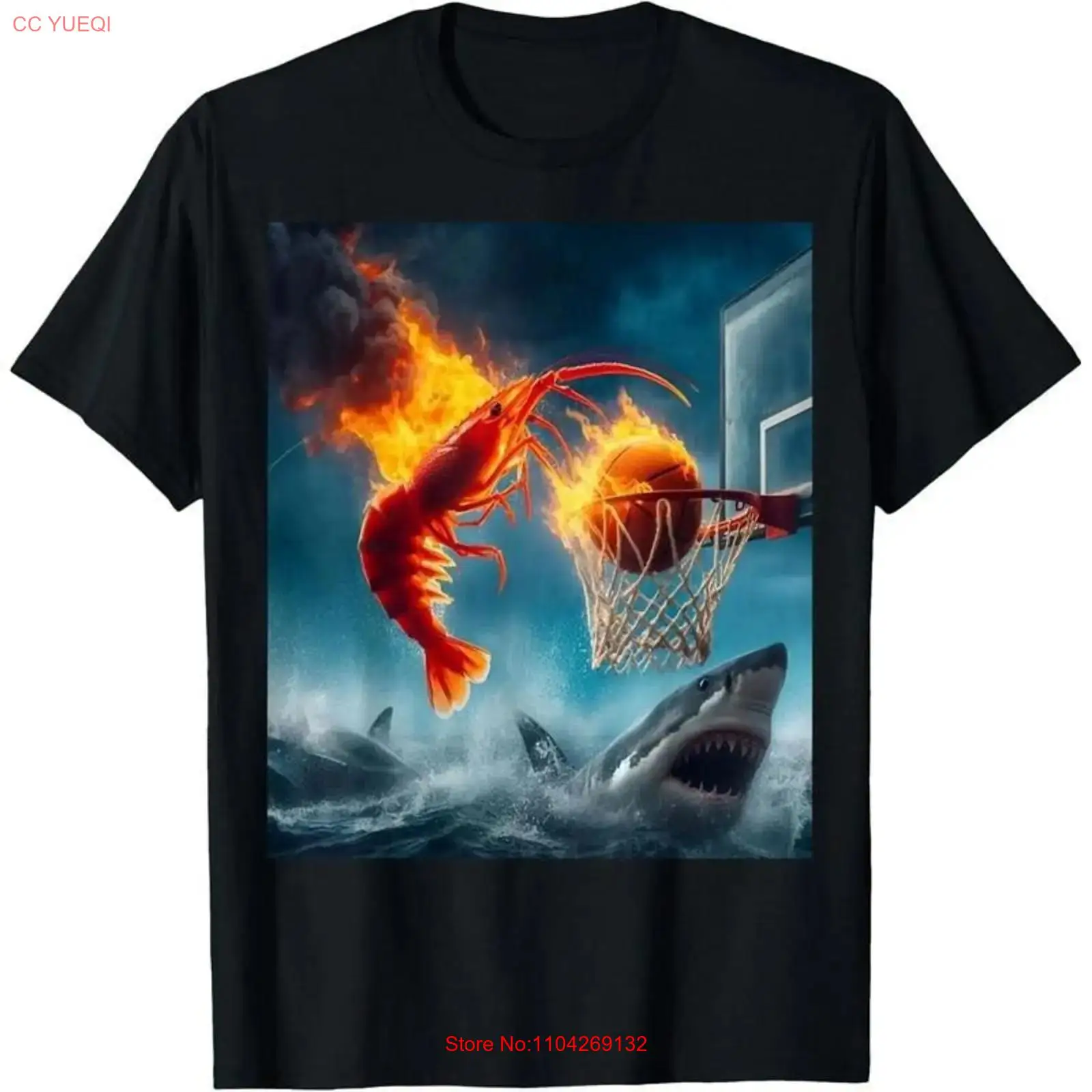 Men Fashion Kids - Shrimp Dunking on Shark Funny Basketball