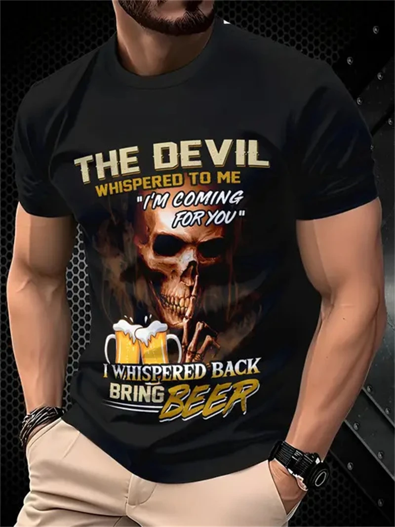 Men'S Fashion Quotes - Men's Devil Beer Quote Print T-Shirt