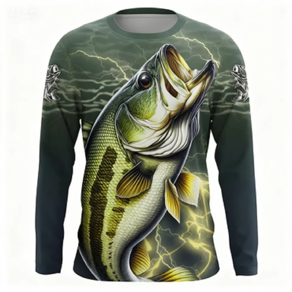 Men'S Fashion Course - Fashionable Bass Pattern Crew Neck Long
