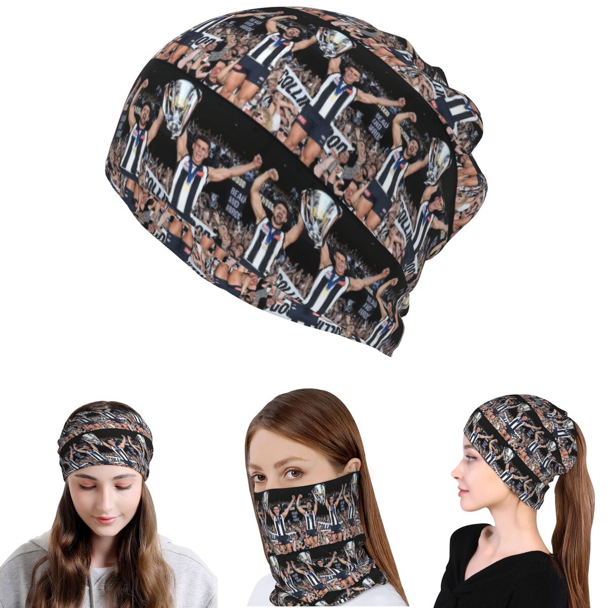 Beanie Winter Hat - Daicos Brothers Premiership Trophy Collingwood Bandana