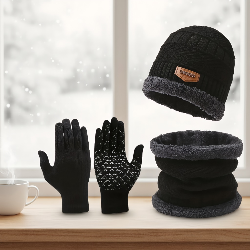 Beanie Winter Hat - Winter Knit Hat & Scarf Set