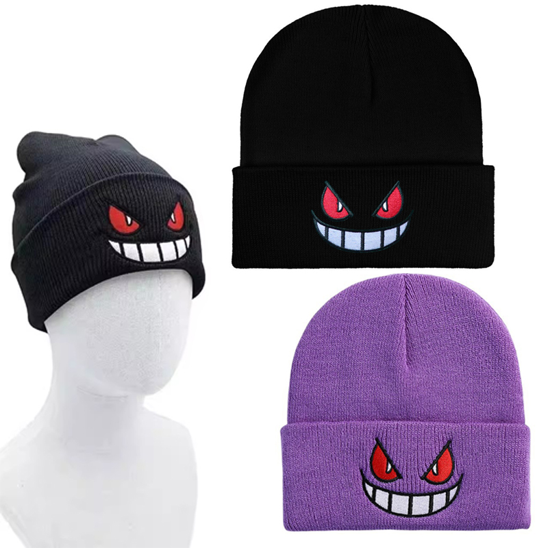 Beanie Winter Hat - Anime Pokemon Gengar Cute Cartoon Embroidered