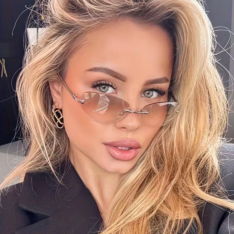 Rimless Oval Sunglasses Women  - Men'S Fashion Glasses 리뷰 및 가격