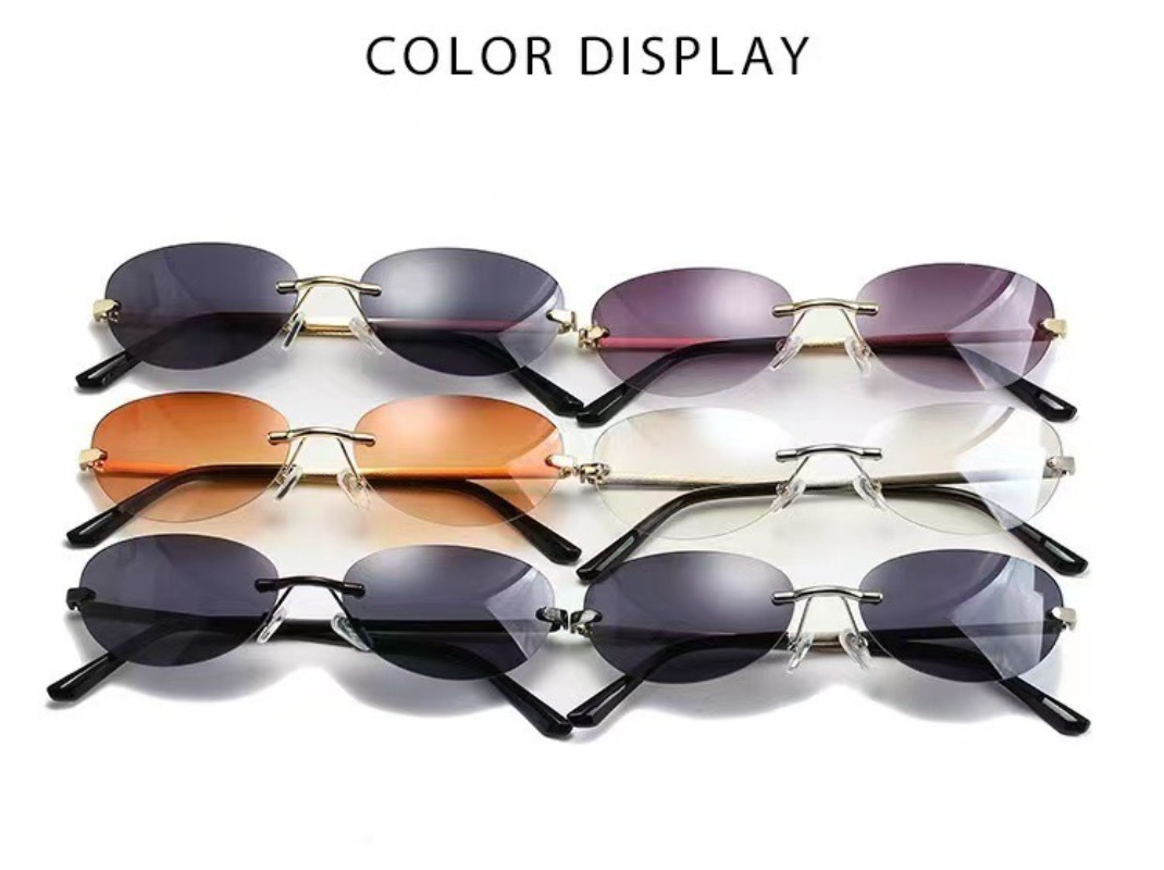 Rimless Oval Sunglasses Women  - Men'S Fashion Glasses 리뷰 및 가격