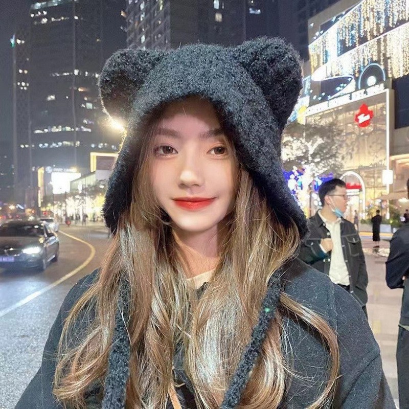 Winter Plush Bear Ear Wool Hat - Beanie Winter Hat 리뷰 및 가격
