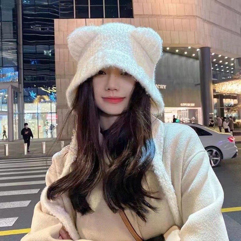 Winter Plush Bear Ear Wool Hat - Beanie Winter Hat 리뷰 및 가격