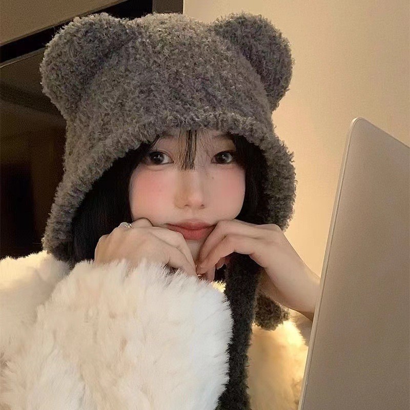 Winter Plush Bear Ear Wool Hat - Beanie Winter Hat 리뷰 및 가격