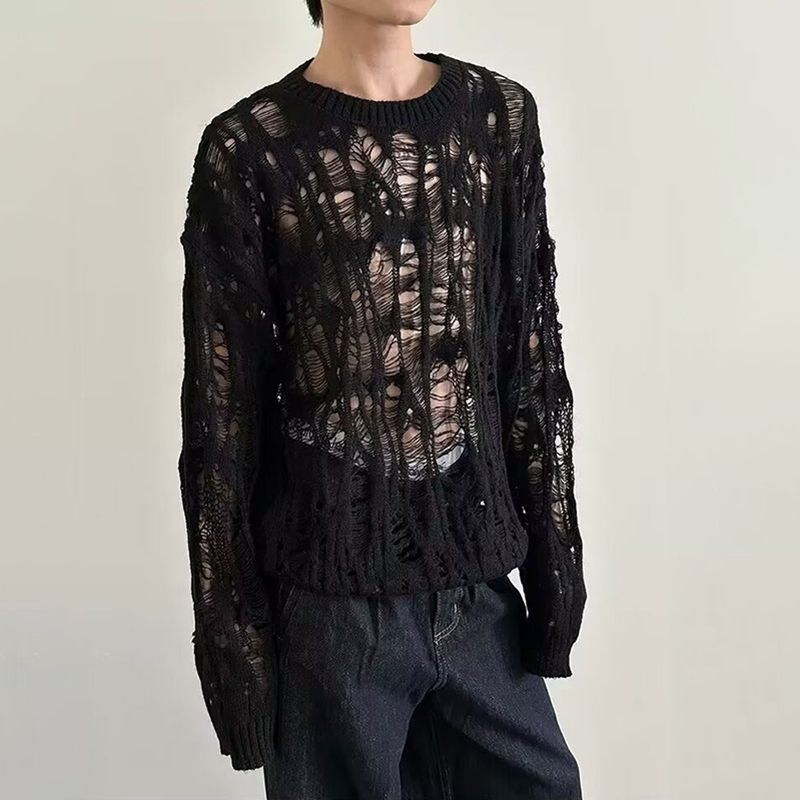 Vintage Ripped Hollow Out Mesh - Mens Fashion Mullet 리뷰 및 가격