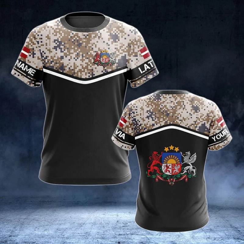 Custom Name Latvia Camouflage  - Military Shirt Men 리뷰 및 가격