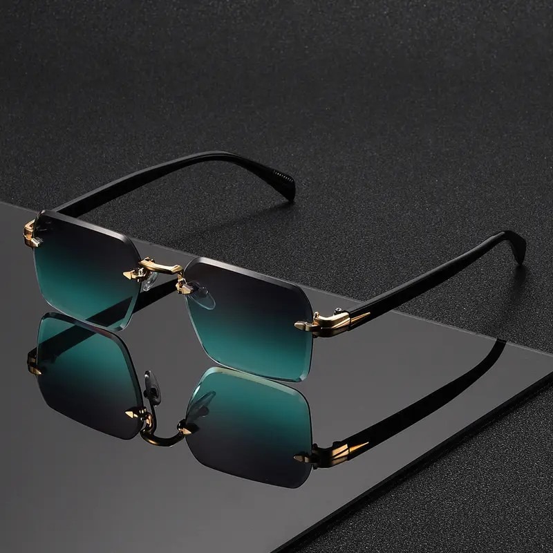 Rimless Sunglasses Rectangle F - Men'S Fashion Glasses 리뷰 및 가격
