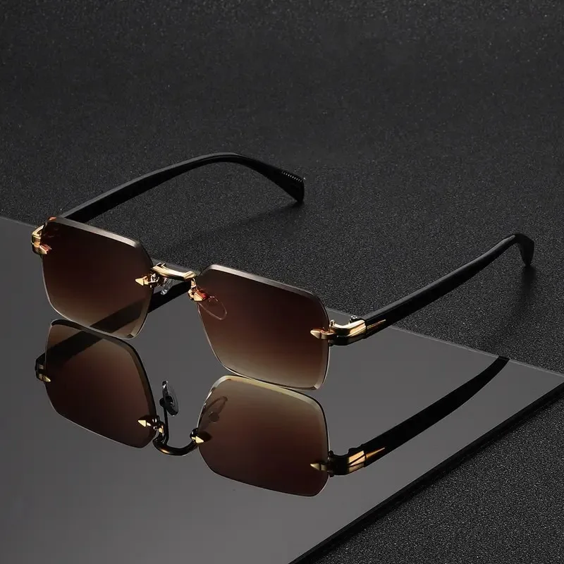 Rimless Sunglasses Rectangle F - Men'S Fashion Glasses 리뷰 및 가격