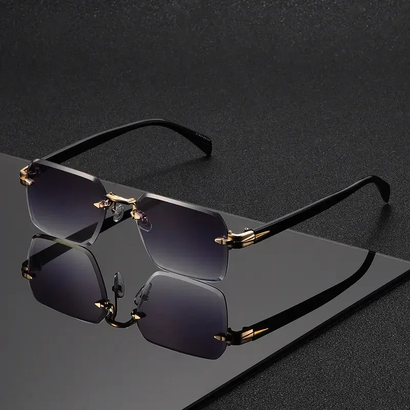 Rimless Sunglasses Rectangle F - Men'S Fashion Glasses 리뷰 및 가격