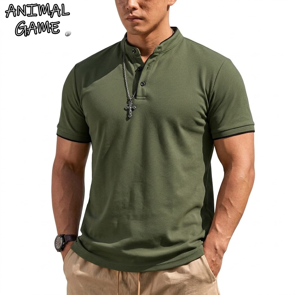 Summer Short Sleeve Henley Shi - Mens Fashion Modern 리뷰 및 가격
