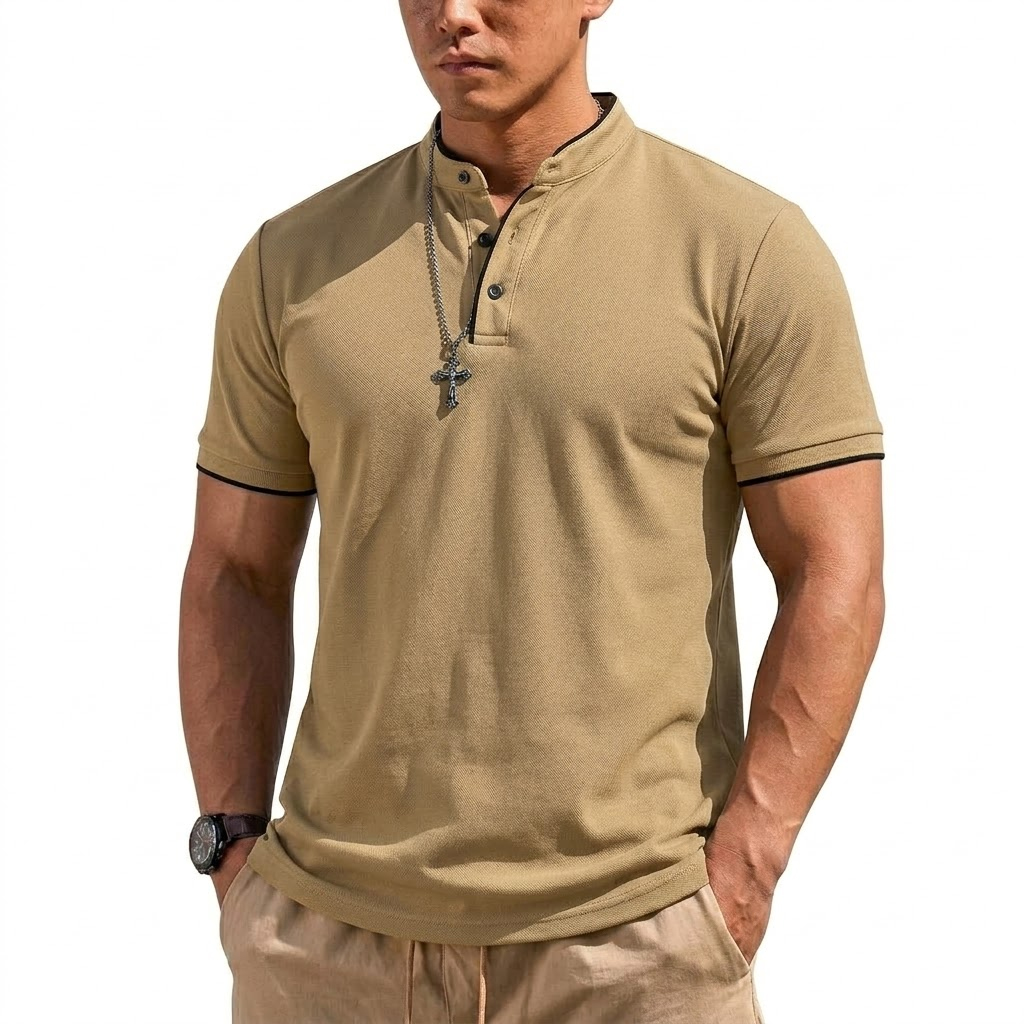 Summer Short Sleeve Henley Shi - Mens Fashion Modern 리뷰 및 가격